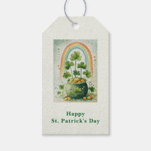 Vintage Pot of Gold and Rainbow St. Patrick's Day Gift Tags