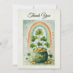 Vintage Pot of Gold and Rainbow Thank You Card