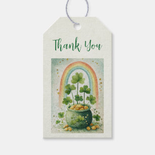 Vintage Pot of Gold and Rainbow Thank You Gift Tags