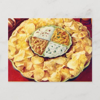 Vintage Potato Chips And Dip Postcard by seemonkee at Zazzle