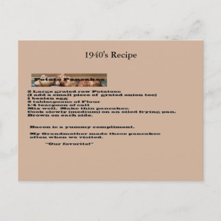 Vintage Potato Pancake Recipe Postcard