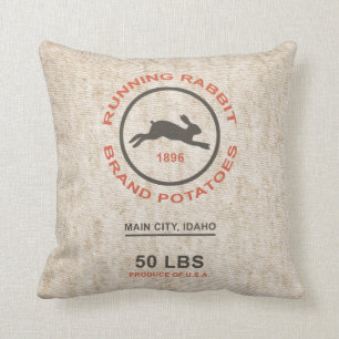 Vintage Potato Sack Throw Pillow