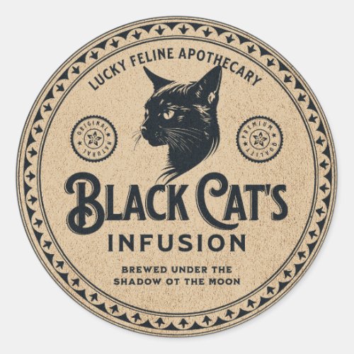 Vintage Potion Label Black Cat Halloween Dcor