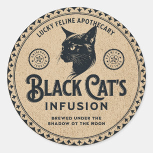 Vintage Potion Label Black Cat Halloween Décor
