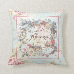 Vintage Poudre de Liz Label Pillow