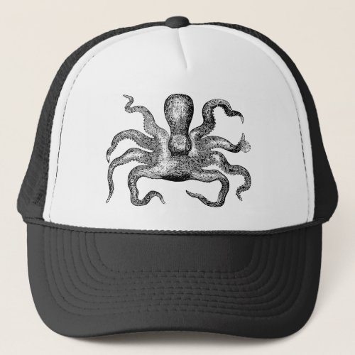 Vintage Poulpe Octopus  _ Cuttlefish Template Trucker Hat