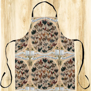 Vintage poultry birds chicken and roosters chart apron