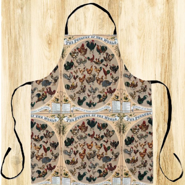 Vintage poultry birds chicken and roosters chart apron (Creator Uploaded)