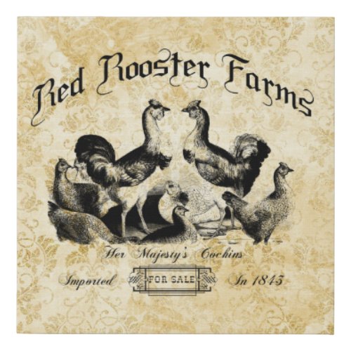 Vintage Poultry Farm Advertisement  Faux Canvas Print