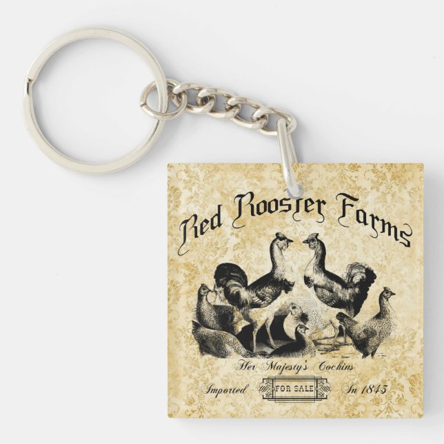 Vintage Poultry Farm Advertisement  Keychain (Front)