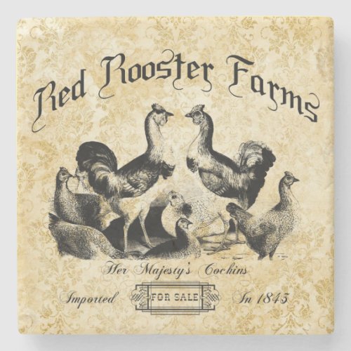 Vintage Poultry Farm Advertisement  Stone Coaster