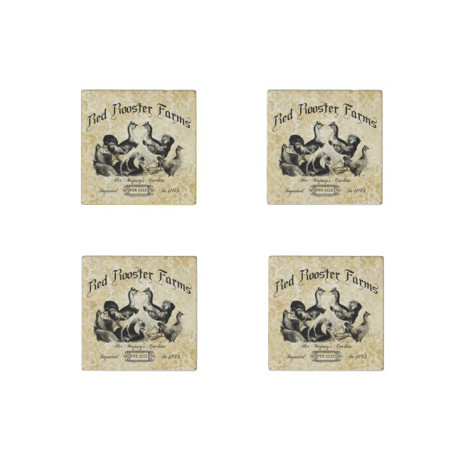 Vintage Poultry Farm Advertisement  Stone Magnet (Front)