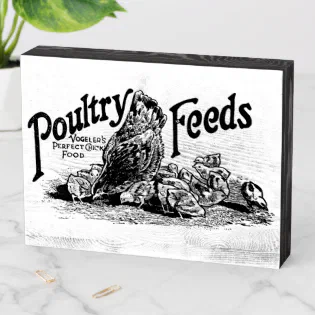 Vintage Poultry Feed Ad Wooden Box Sign