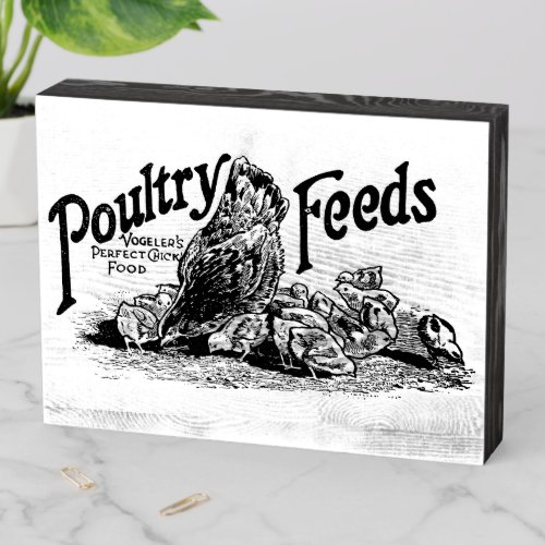 Vintage Poultry Feed Ad Wooden Box Sign