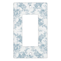 Vintage Powder Blue and White Floral Toile