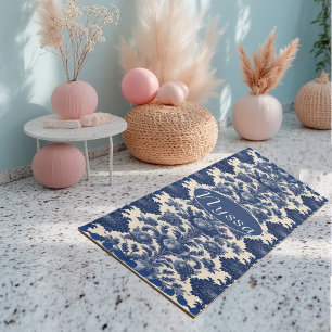 Vintage Powder Blue French Toile Floral Heritage  Yoga Mat