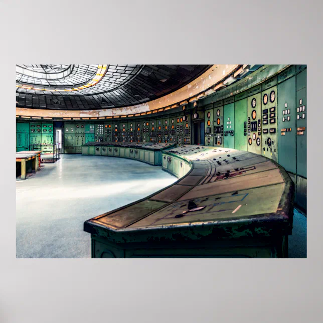 VINTAGE POWER PLANT CONTROL ROOM POSTER | Zazzle