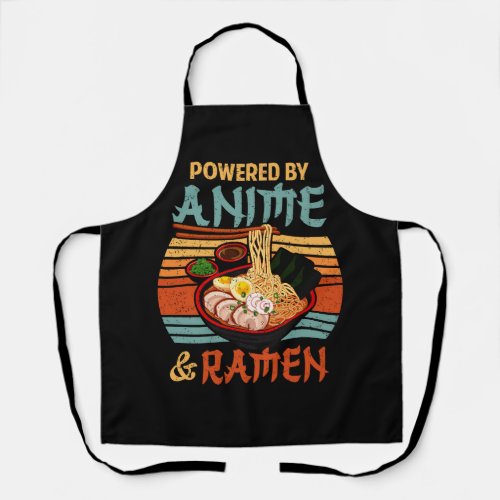 Vintage Powered By Anime and Ramen Love Anime Nood Apron