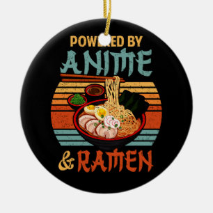 Vintage Powered By Anime and Ramen Love Anime Nood Ceramic Ornament