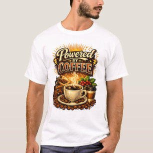 Vintage Powered by Coffee – Retro Coffee Lover Des T-Shirt