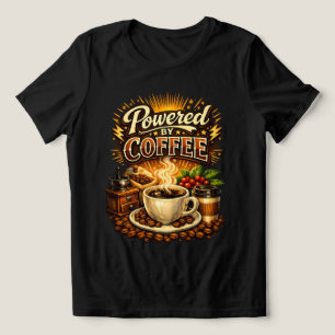 Vintage Powered by Coffee – Retro Coffee Lover Des Tri-Blend Shirt