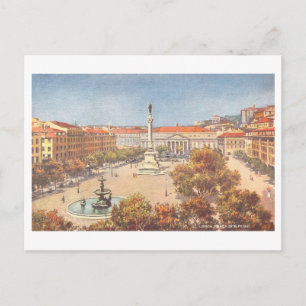 Vintage Praca de Sao Pedro, Lisbon, Portugal Postcard
