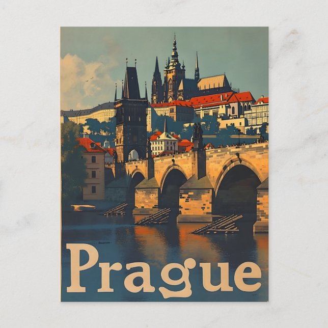 Vintage Prague Castle Postcard (Front)