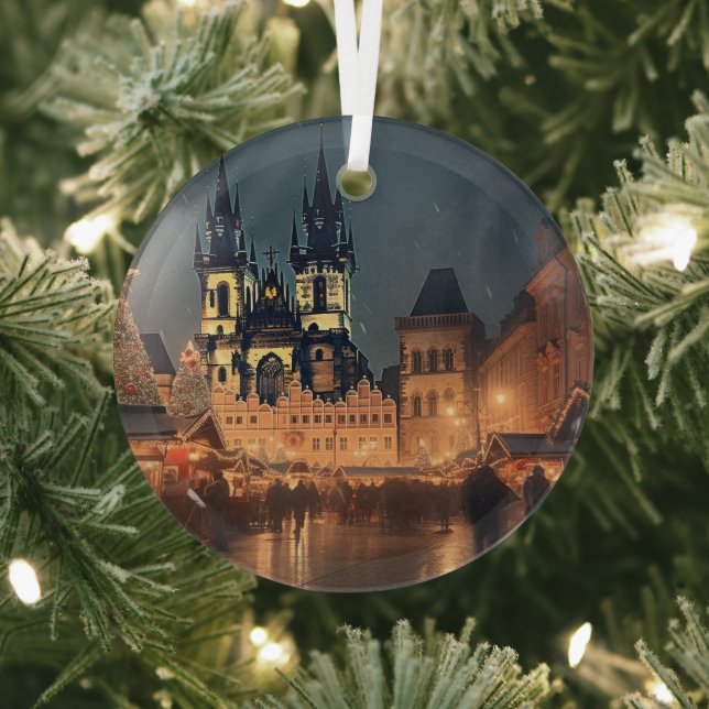Vintage Prague Ceramic Tile Glass Ornament (Insitu)