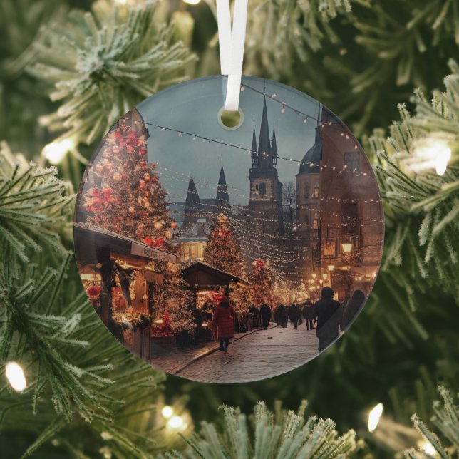 Vintage Prague Ceramic Tile Glass Ornament (Insitu)