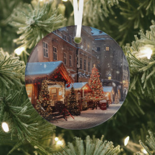 Vintage Prague Ceramic Tile Glass Ornament