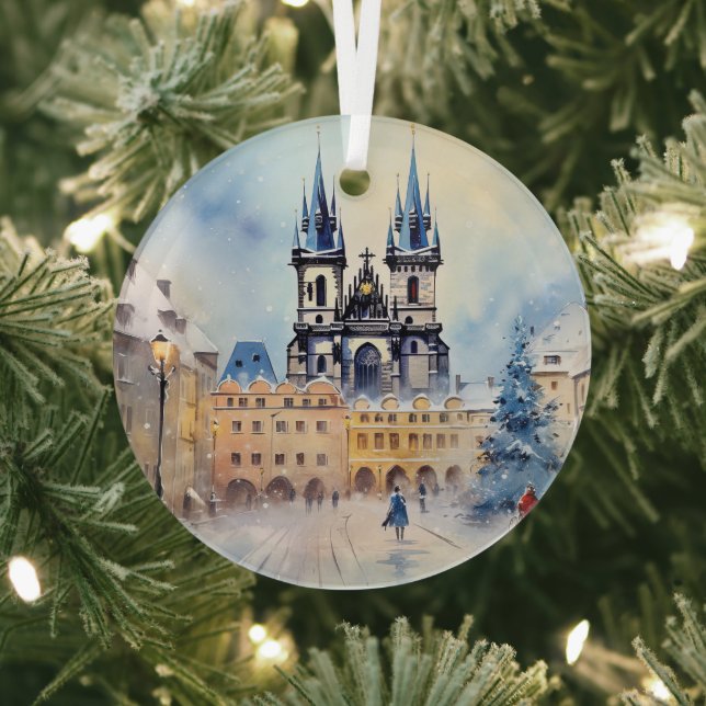 Vintage Prague Ceramic Tile Glass Ornament (Insitu)