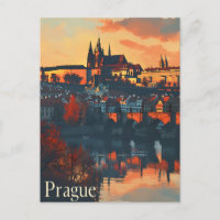 Vintage Prague: Charles Bridge Postcard