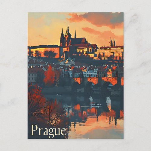 Vintage Prague Charles Bridge Postcard