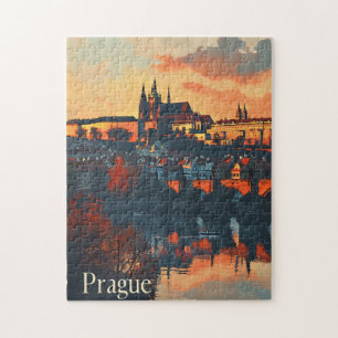 Vintage Prague: Charles Bridge Postcard Jigsaw Puzzle