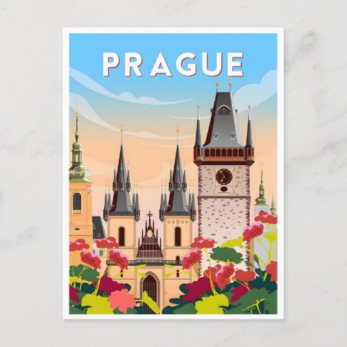 vintage prague Czech Republic Rpublique tchque Postcard