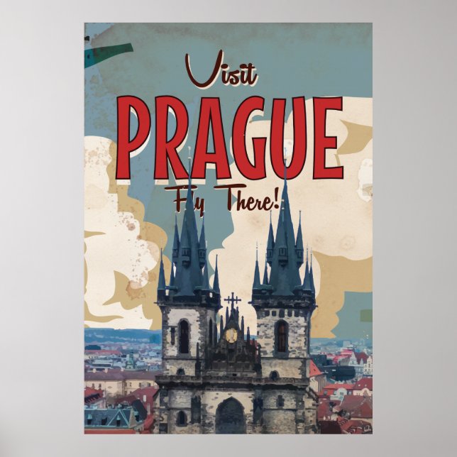 Vintage Prague, Czech Republic Travel Poster (Front)