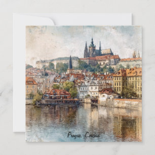 Vintage Prague Czechia City Painting
