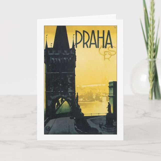 Vintage Prague (Praha) Poster Card (Front)