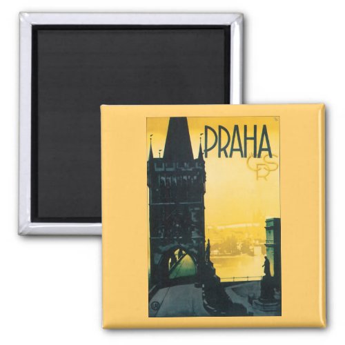 Vintage Prague Praha Poster Magnet