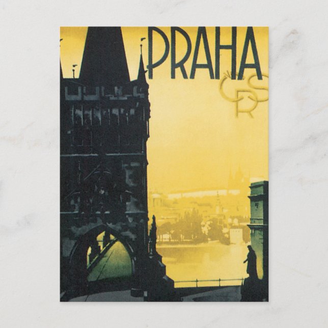 Vintage Praha Poster Postcard (Front)