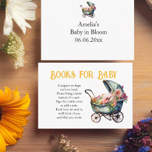 Vintage Pram Baby Shower Books for Baby Enclosure Card