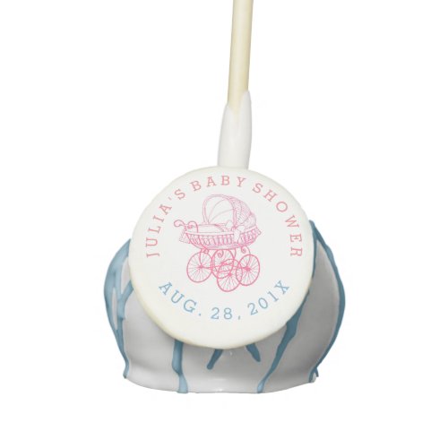 Vintage Pram Stroller Baby Shower Pink Cake Pop