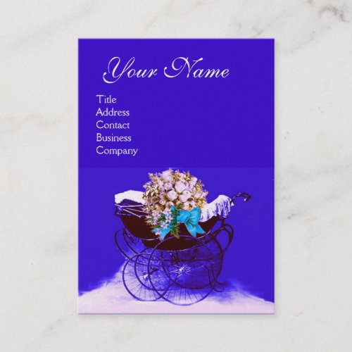 VINTAGE PRAM WITH FLOWERS  BABY SHOWERpearl paper Business Card