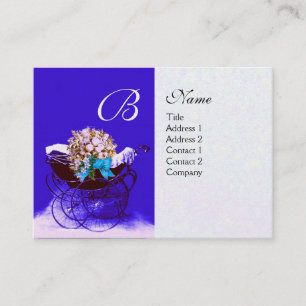 VINTAGE PRAM WITH FLOWERS BABY SHOWER,pearl paper Business Card