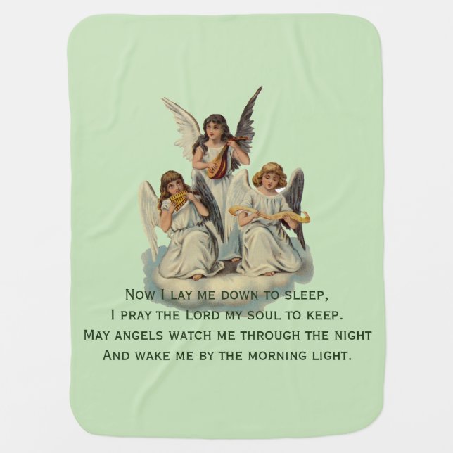 Vintage Prayer Angels Baby Blanket (Front)