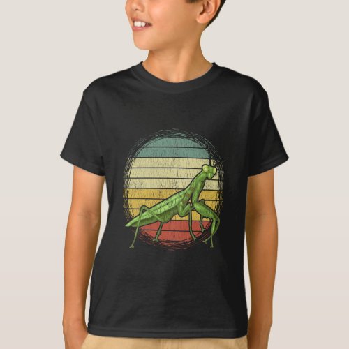 Vintage Praying Mantis Fan Kids Insects Catcher T_Shirt