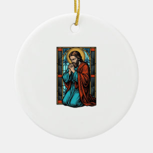 Vintage Praying Religious Figure Vector Shirt Desi Ceramic Ornament