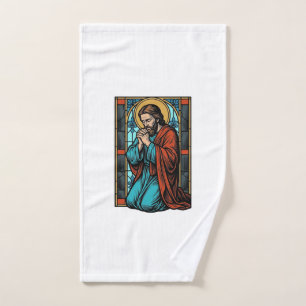 Vintage Praying Religious Figure Vector Shirt Desi Hand Towel