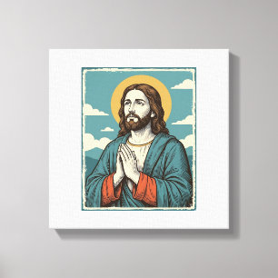 Vintage Praying Savior Religious Shirt Design_1 Canvas Print