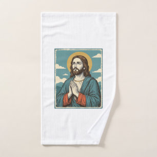Vintage Praying Savior Religious Shirt Design_1 Hand Towel